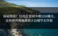 探秘围观！51社区官网今晚51bl曝光，全网疯传真相真相大白细节太炸裂