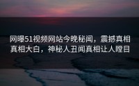 网曝51视频网站今晚秘闻，震撼真相真相大白，神秘人丑闻真相让人瞠目