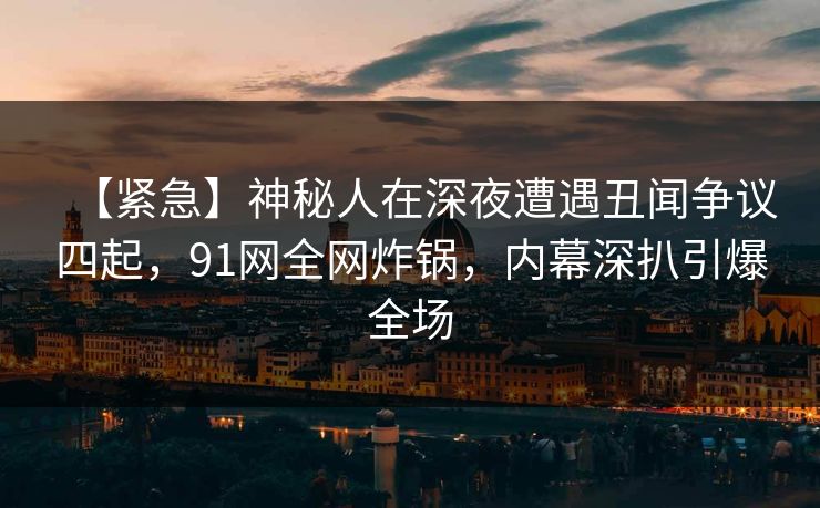 【紧急】神秘人在深夜遭遇丑闻争议四起，91网全网炸锅，内幕深扒引爆全场