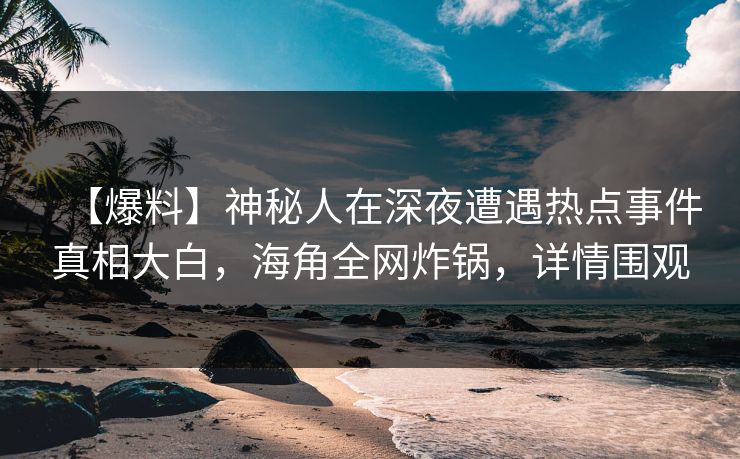 【爆料】神秘人在深夜遭遇热点事件真相大白，海角全网炸锅，详情围观