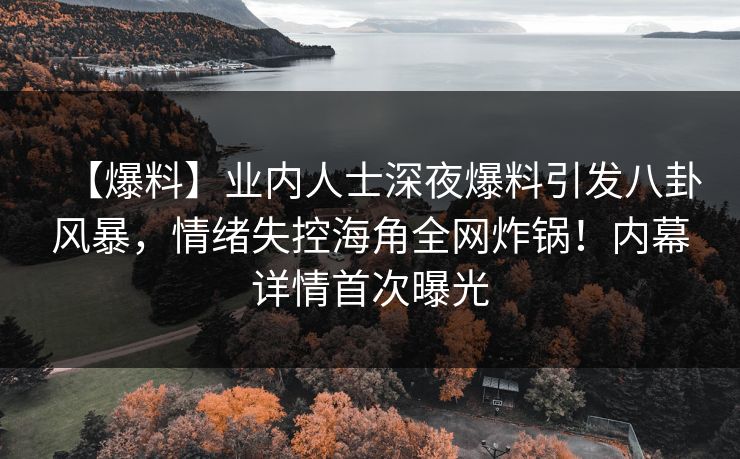 【爆料】业内人士深夜爆料引发八卦风暴，情绪失控海角全网炸锅！内幕详情首次曝光
